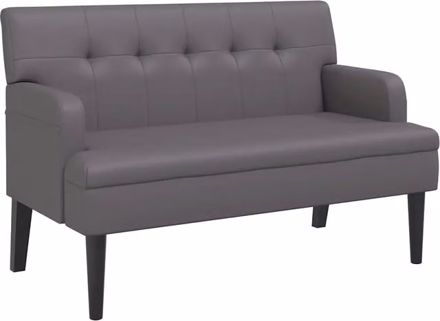 Panca con Schienale Grigia 112x65,5x75 cm in Similpelle CFW5090378
