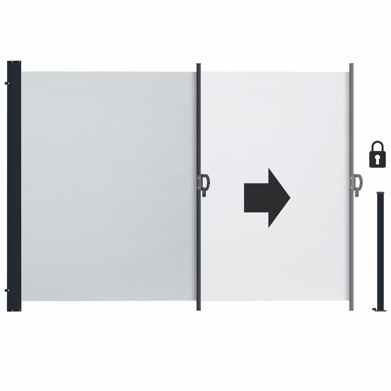 Tenda laterale oscurante estraibile tectake con meccanismo a rullo in poliestere e acciaio, grigio, L: 300 cm, H: 180 cm – 2