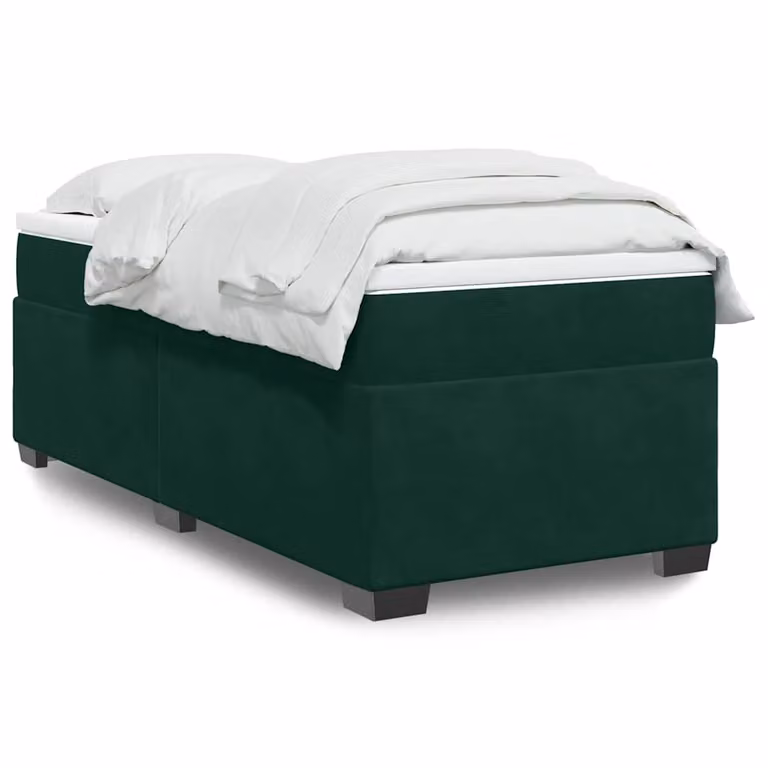 vidaXL Giroletto a Molle con Materasso in Velluto Verde Scuro L/P/H: 90 x 190 cm