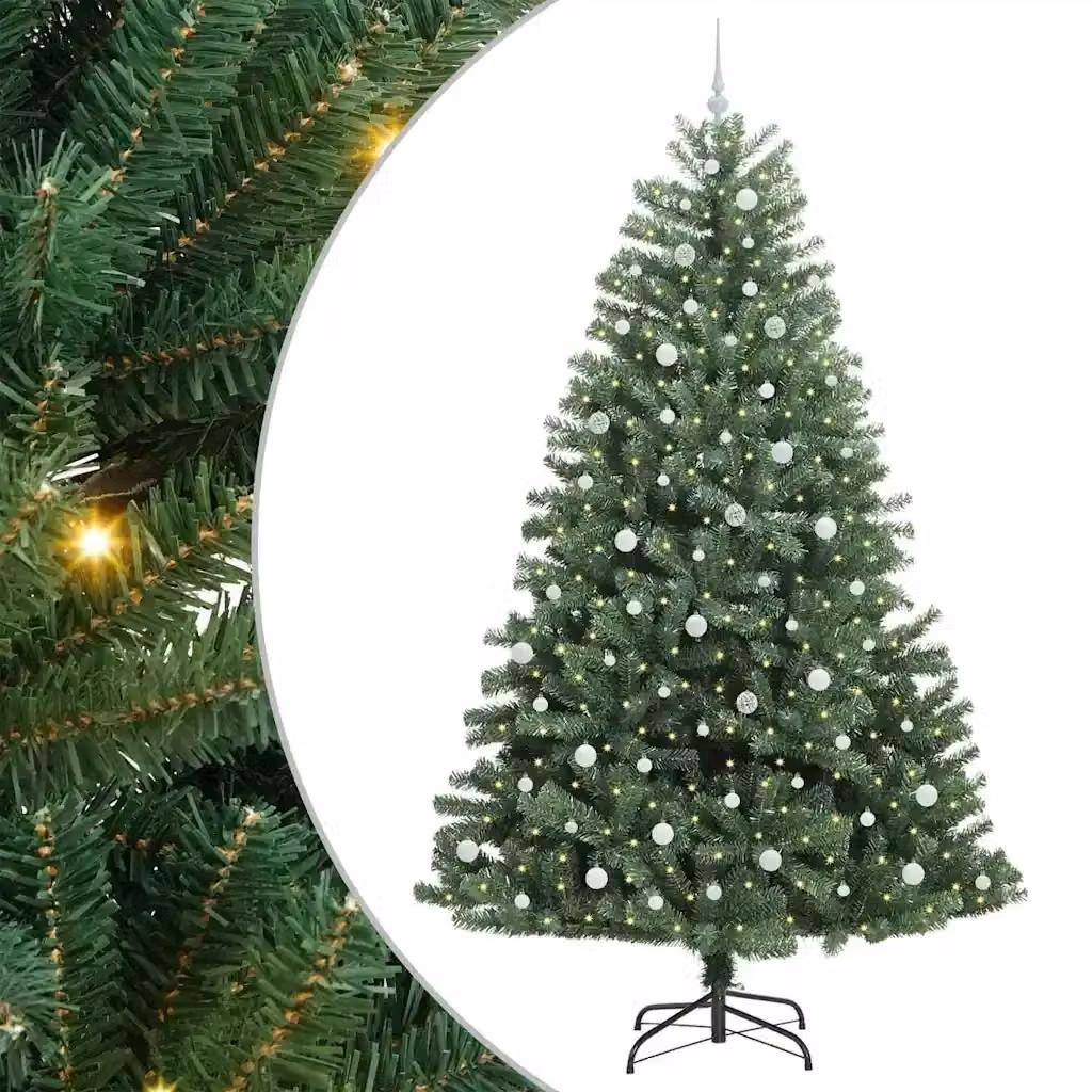 Albero di Natale Artificiale Moderno vidaXL Verde con Luci LED Warm White in PVC e Metallo – 2