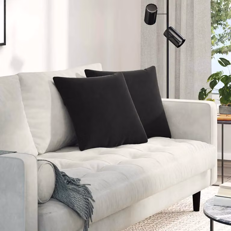 Set di 2 cuscini da divano quadrati vidaXL in tessuto a coste nero, L 45 x P 45 x H 45 cm