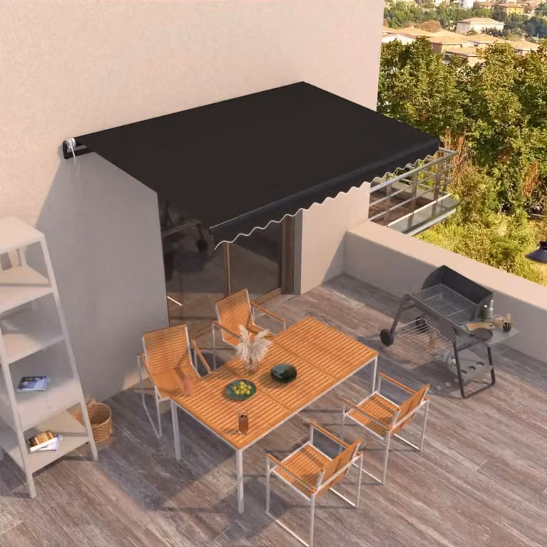 vidaXL Tenda da Sole Retrattile Automatica con Telecomando in Alluminio e Poliestere, Colore Antracite, L: 400 cm, P: 350 cm