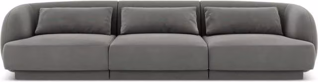 Divano 3 posti Tulum Cosmopolitan Design in velluto grigio L: 255 cm, P: 70 cm, H: 79 cm – 1