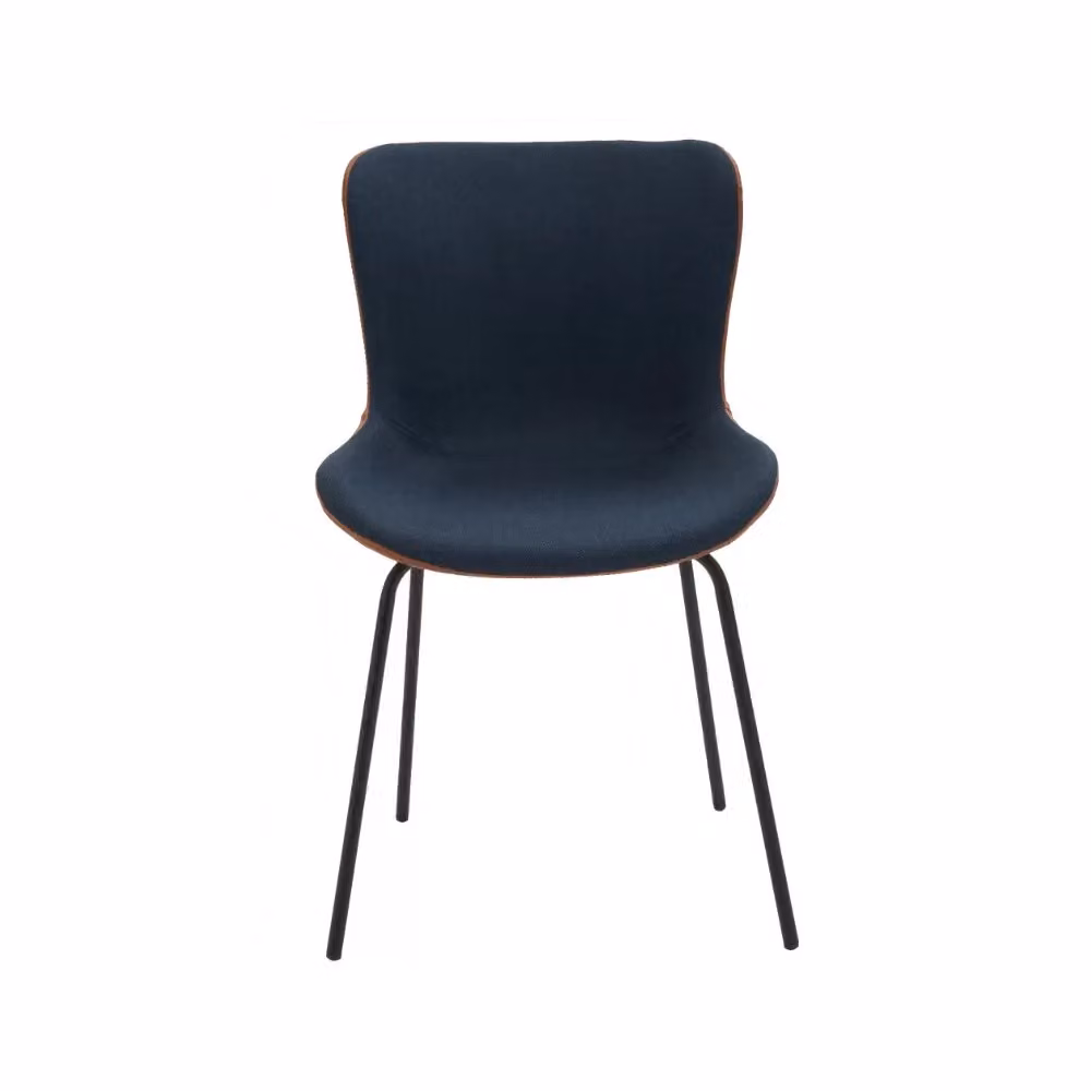 Set di 4 sedie imbottite moderne in ecopelle e tessuto con gambe in metallo nero Mobili 2G – 2