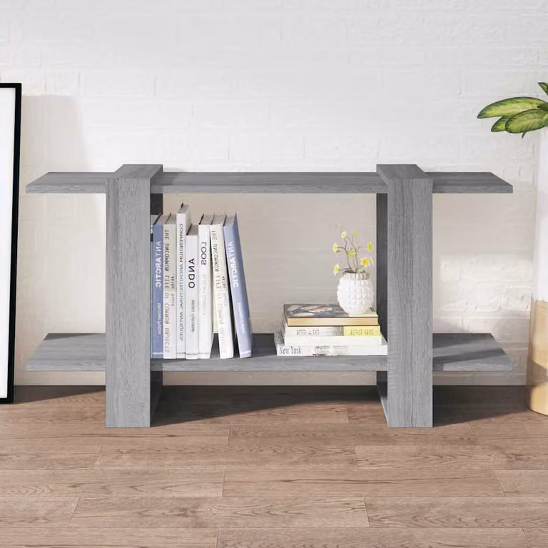 Libreria da parete vidaXL in legno e MDF Grigio Marrone L: 100 cm, P: 30 cm, H: 51 cm