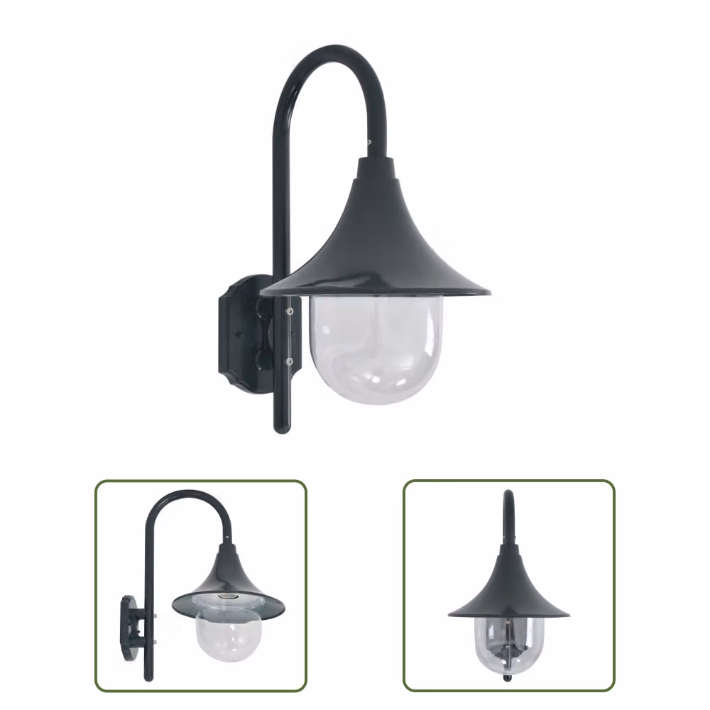 The Living Store Applique da giardino E27 42 cm in alluminio verde scuro