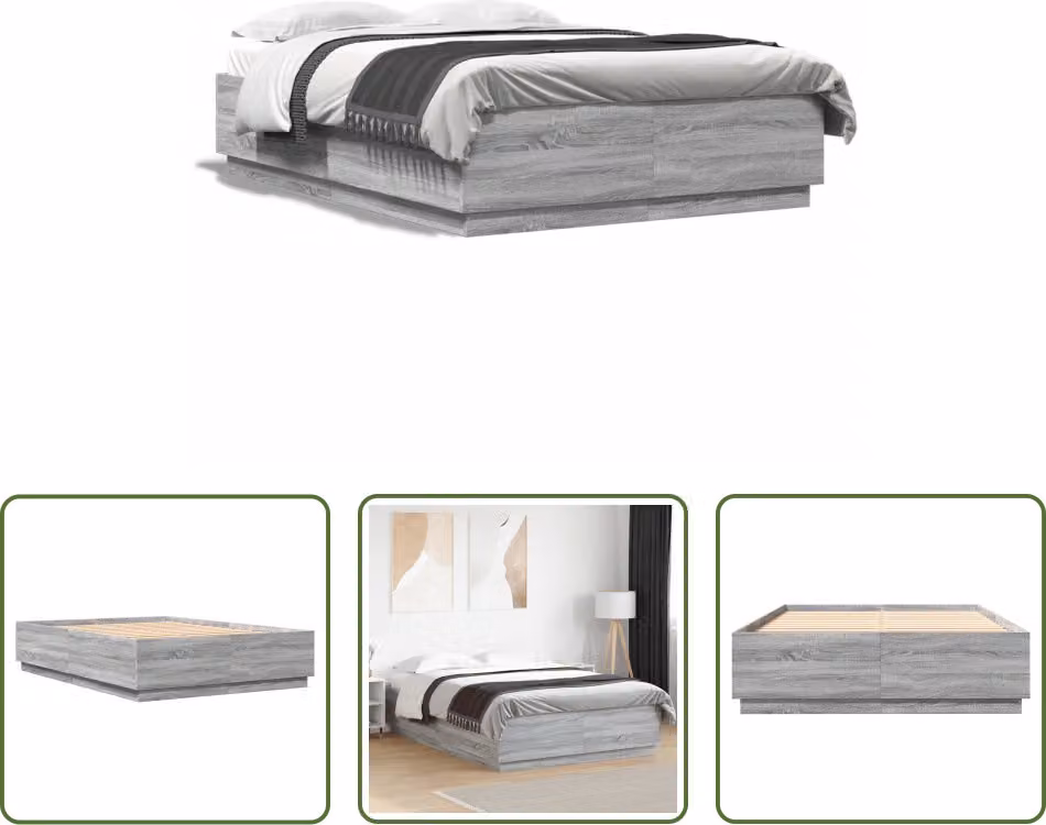 The Living Store Giroletto grigio Sonoma 120x200 cm in materiale ligneo