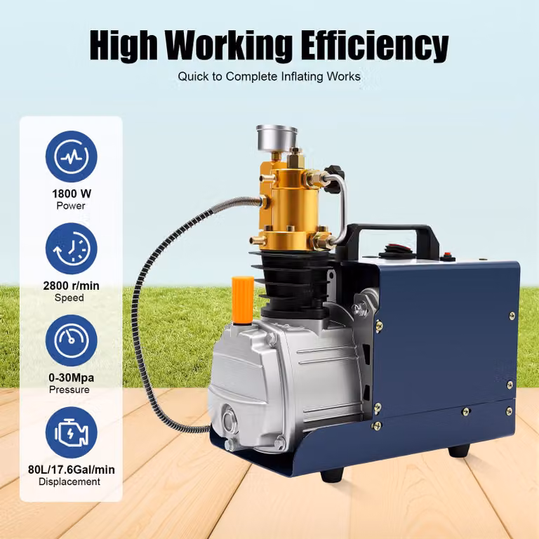 Compressore d'aria ad alta pressione - 80L - 1800 W - Motore con filo di rame - Blu - Per gonfiabili