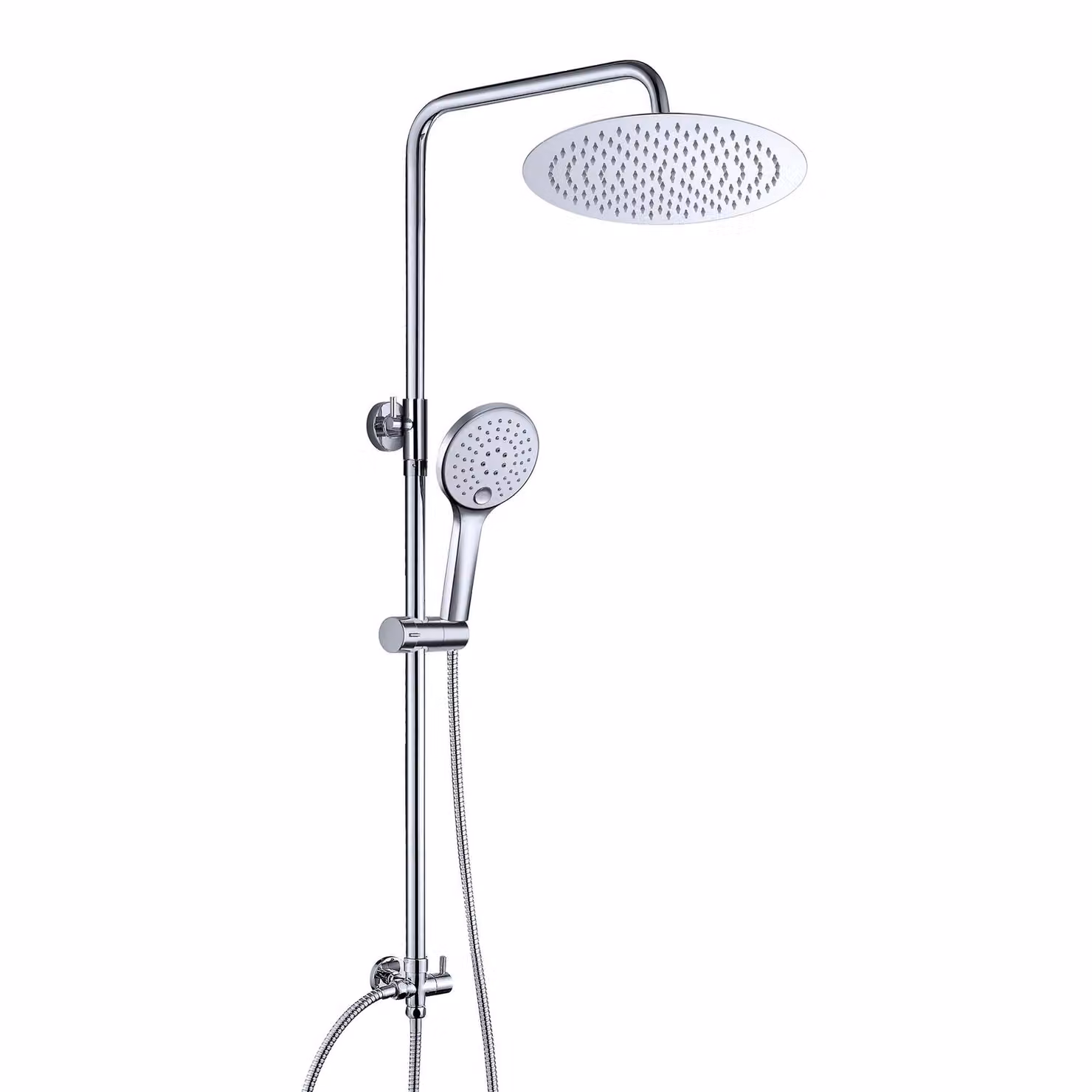 JOHO 304 Doccia Soffione Colonna Acciaio INOX Cromato idromassaggio Senza Miscelatore Termostatica Soffione Set Doccia a Pioggia Doccetta Mano D20cm