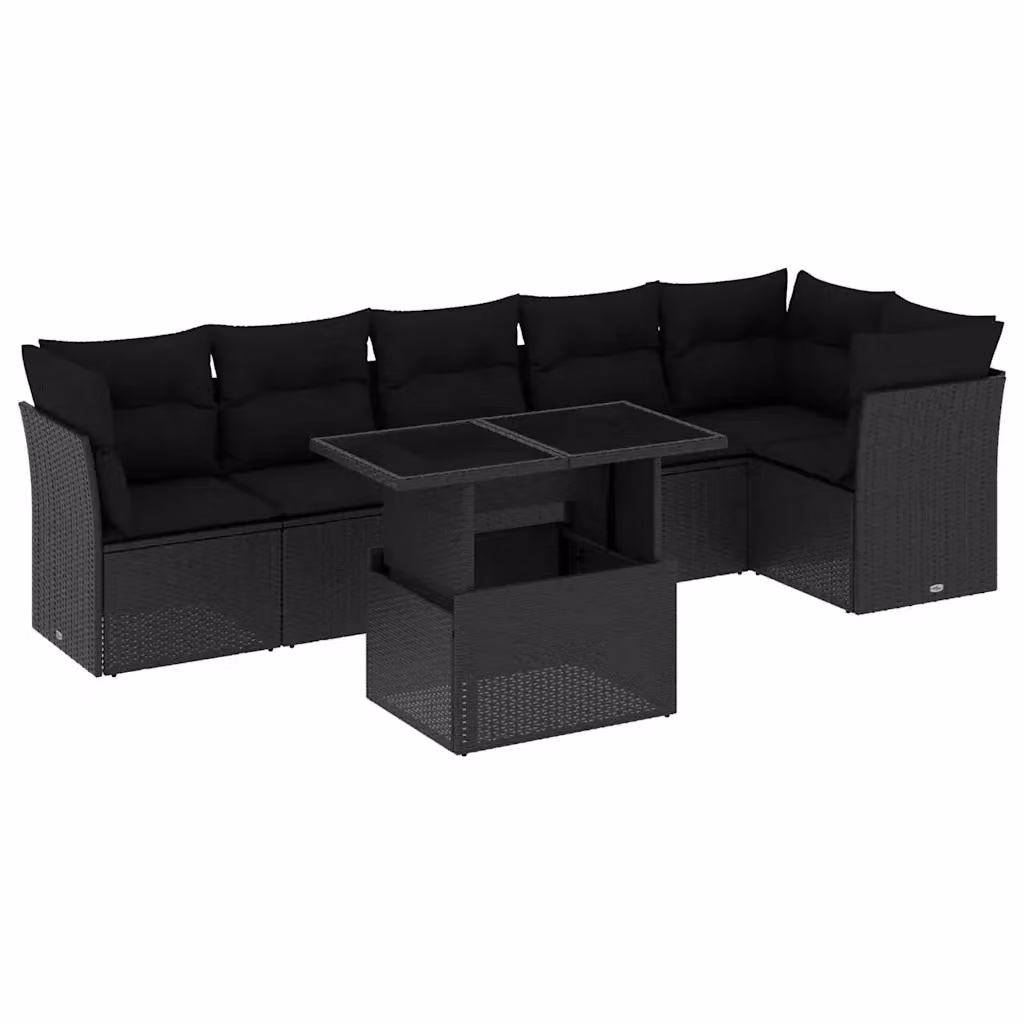 Set Divano da Giardino a L vidaXL con Tavolino e 7 Cuscini Nero – 2