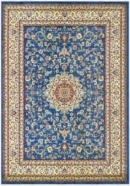 Tappeto KAZAKH 2154 blu e beige cm.300x400 stile orientale persiano alta qualità con effetto lucente