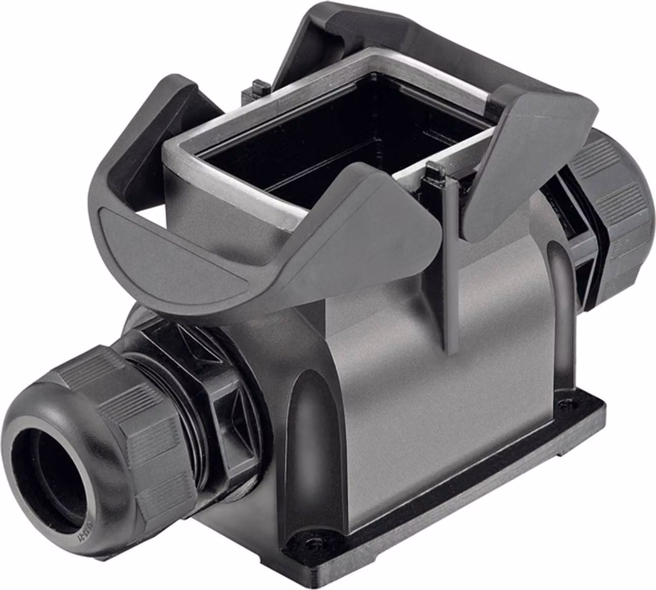 "Han ECO Mod. 6 Custodia di base con pressacavo, uscita cavo laterale 2xM32, con 2 traverse"