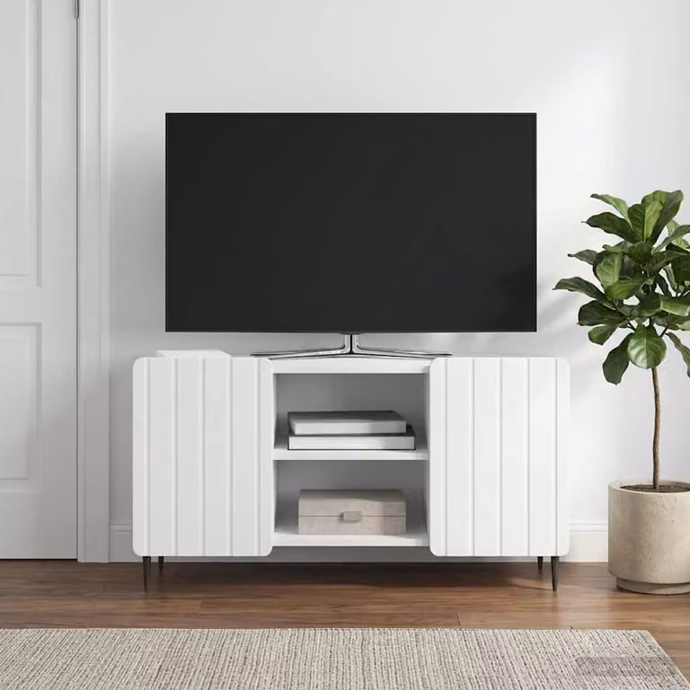 Mobile TV moderno vidaXL Bianco in legno ingegnerizzato e metallo L/P/H: 102 x 34,5 x 52 cm