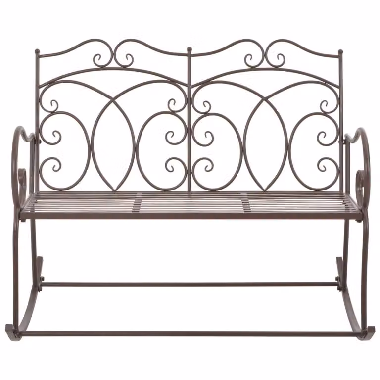Panchina da Giardino 104 cm in Ferro Marrone Anticato