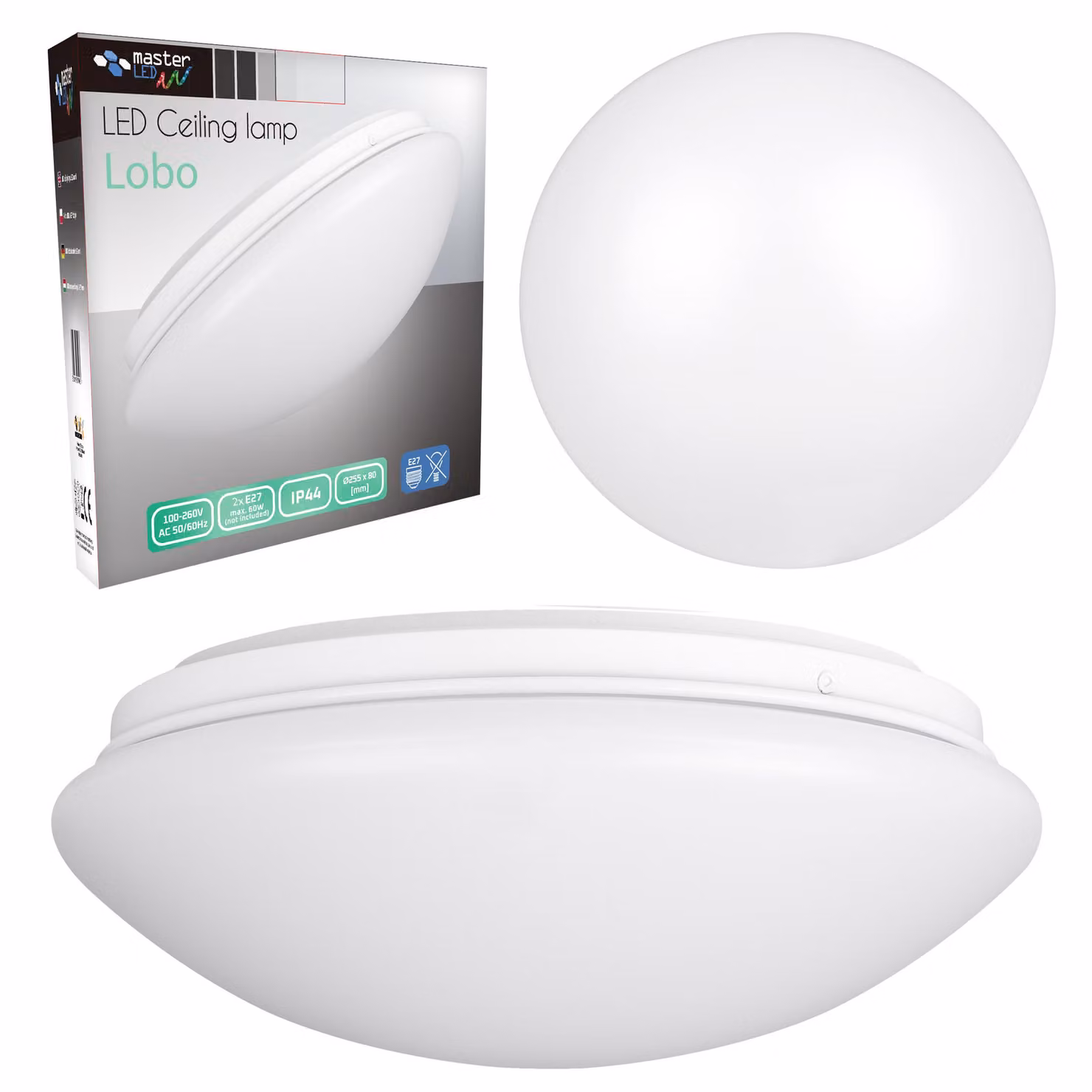 LOBO 2xE27 plafond con rilevatore di movimento a microonde