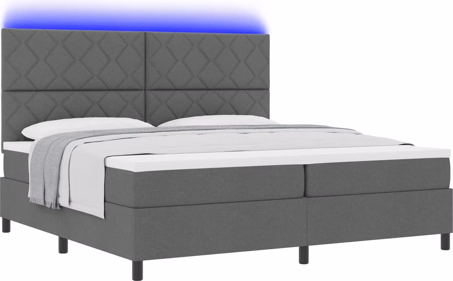 Letto a molle con materasso grigio scuro 200 x 200 cm in tessuto