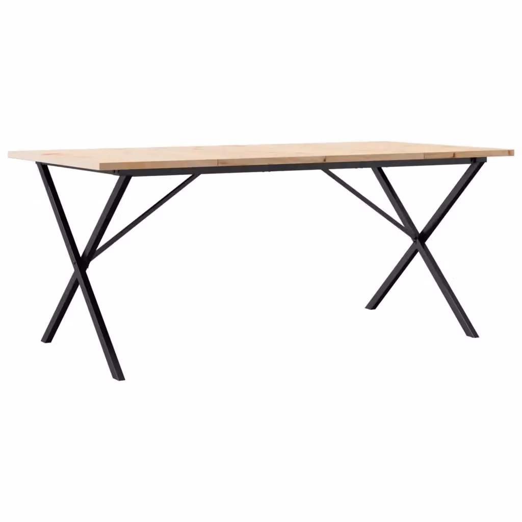 vidaXL Tavolo da Pranzo Rettangolare in Legno di Pino e Metallo Marrone con Telaio a X L: 180 cm, P: 90 cm, H: 75,5 cm – 2