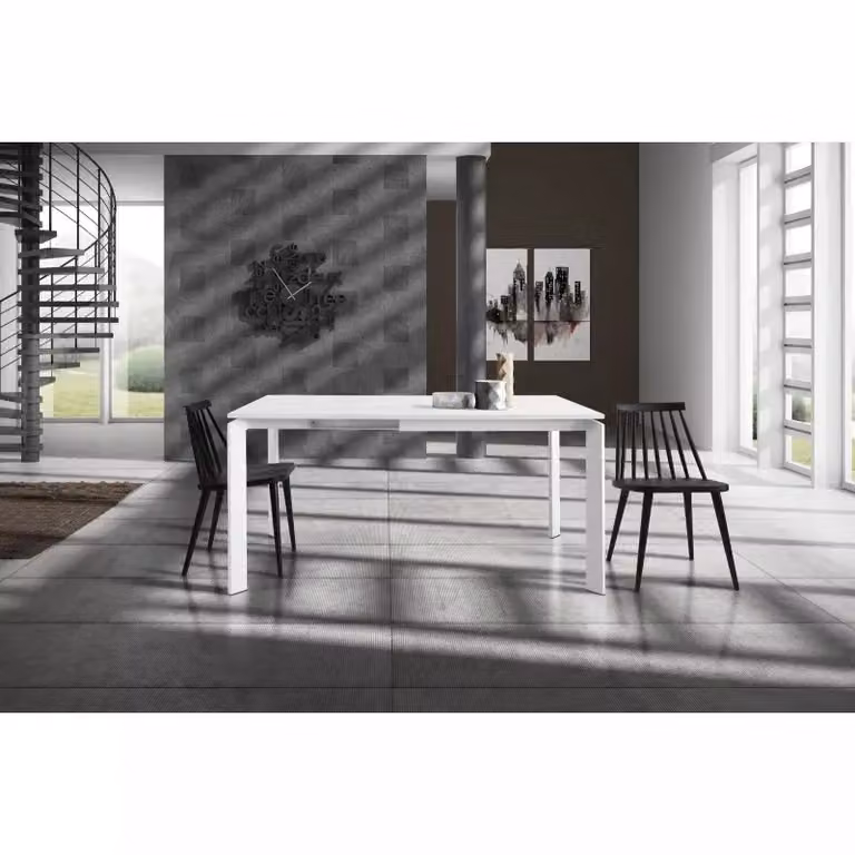 Tavolo moderno allungabile Mobili 2G in legno bianco frassino L: 90 cm, P: 90 cm, H: 78 cm