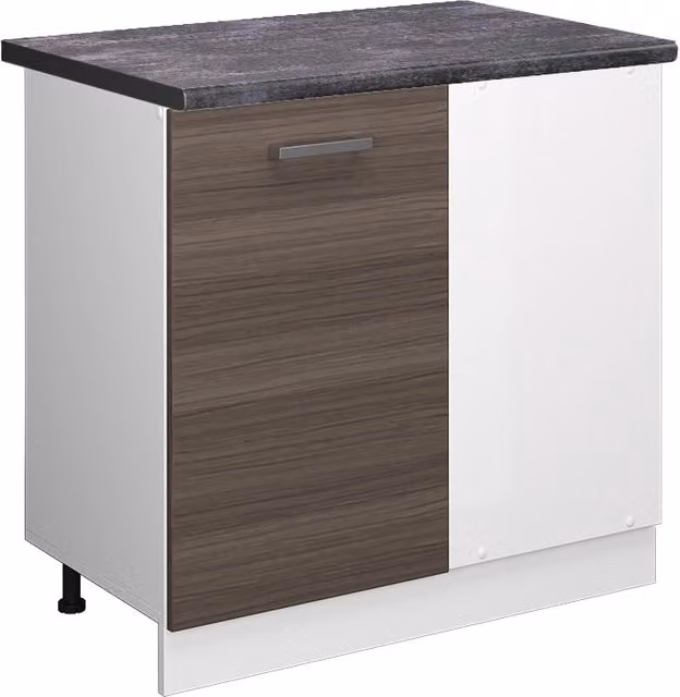 Mobile ad angolo cucina R-Line Grigio nobile/Bianco 86 cm, PL Antracite Vicco