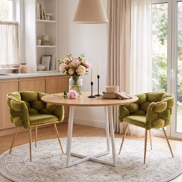 Set da 2 sedie moderne REDOM in velluto verde con struttura in metallo