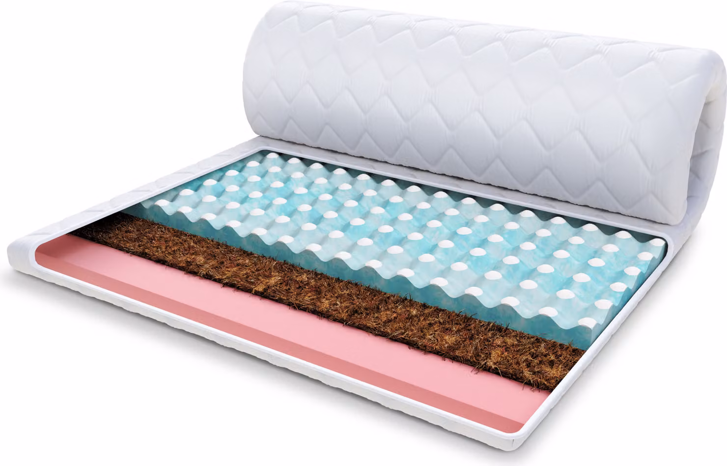 Letto supplementare in schiuma profilata RavineBlue + cocco + visco 90x200cm 7cm