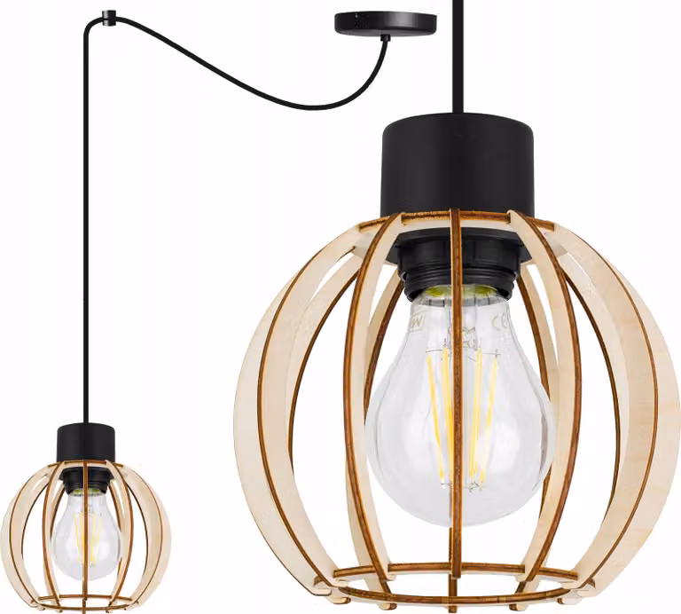 Moderna Lampada A Sospensione A Led In Legno