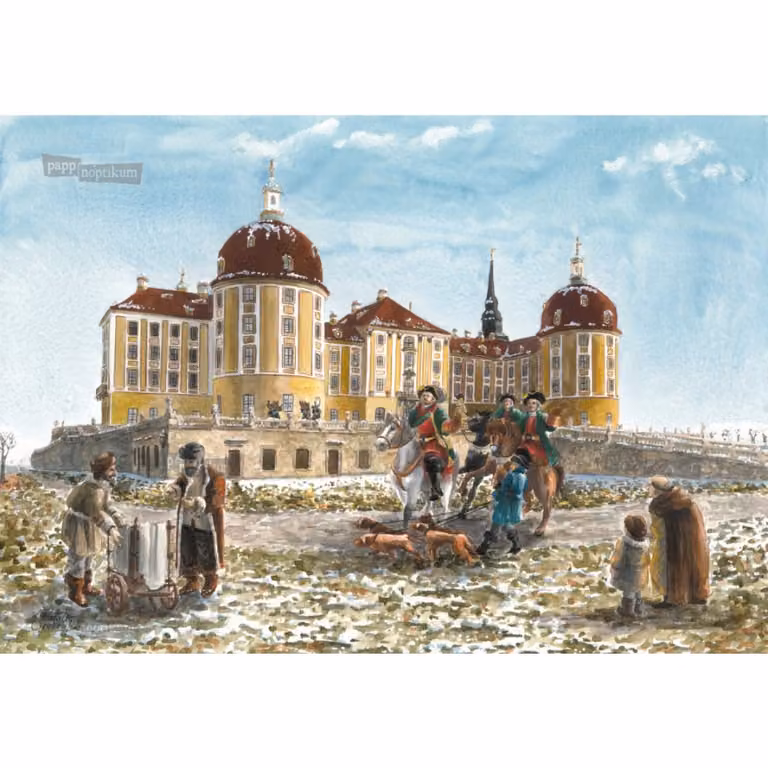 calendario dell'avvento nostalgico con immagini a tema: Castello di Moritzburg 38 x 27 cm