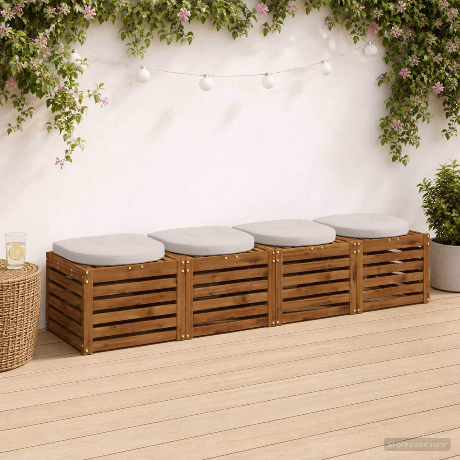 Set di 4 cuscini per sedia vidaXL in poliestere, modello moderno e quadrato, colore bianco