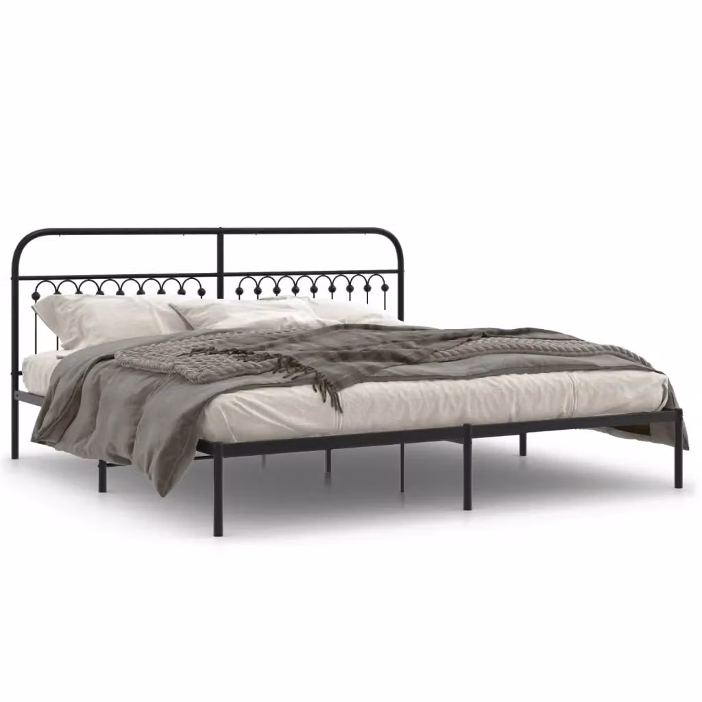 Letto con testiera in metallo nero vidaXL L: 198 cm, P: 207 cm – 2