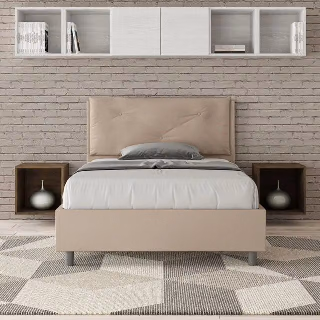 Letto imbottito Ityhome in similpelle beige L/P/H: 120 x 200 cm