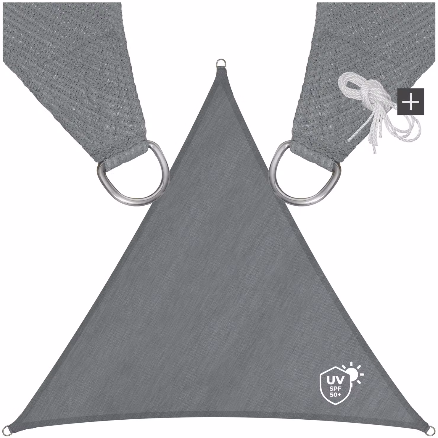 Vela ombreggiante triangolare TecTake GmbH in polietilene HDPE grigio con protezione UPF 50+ L/P/H: 5 x 5 x 5 m – 1