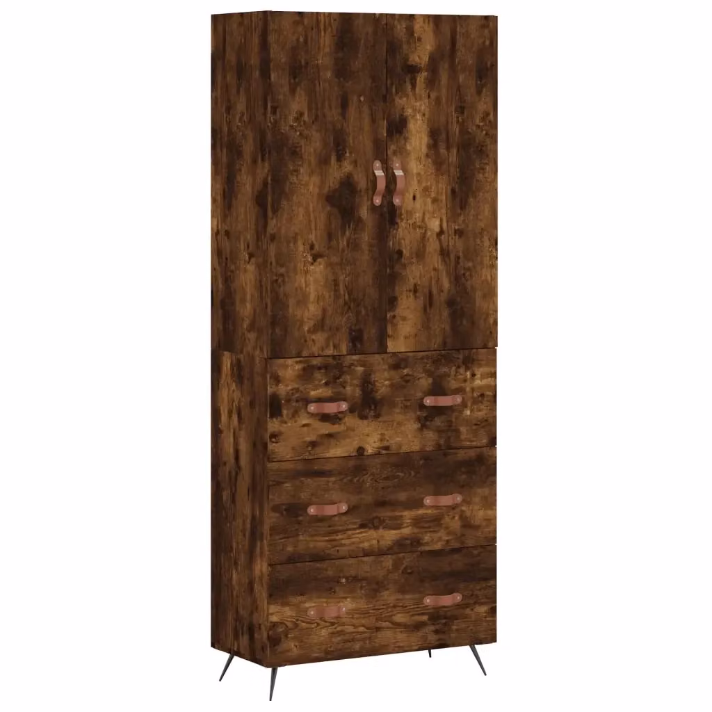Credenza vidaXL in Rovere Marrone Opaco con Legno e Metallo L: 69,5 cm, P: 34 cm, H: 180 cm – 2