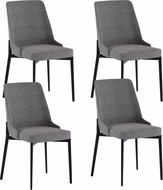 Set 4 Sedie Ambra 48x58,5x89 cm in Tessuto Easy-Clean Grigio Scuro