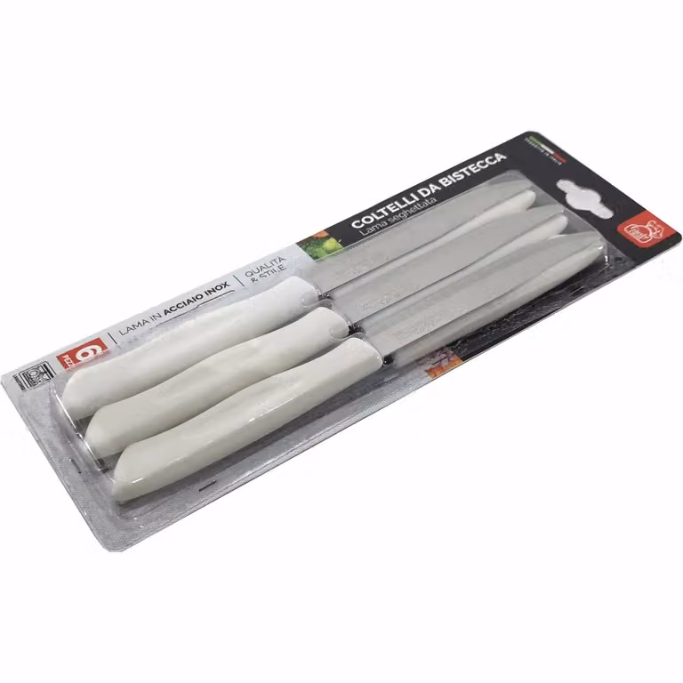 Set di 6 coltelli da bistecca Gusto Casa bianchi in acciaio inox con manico antiscivolo
