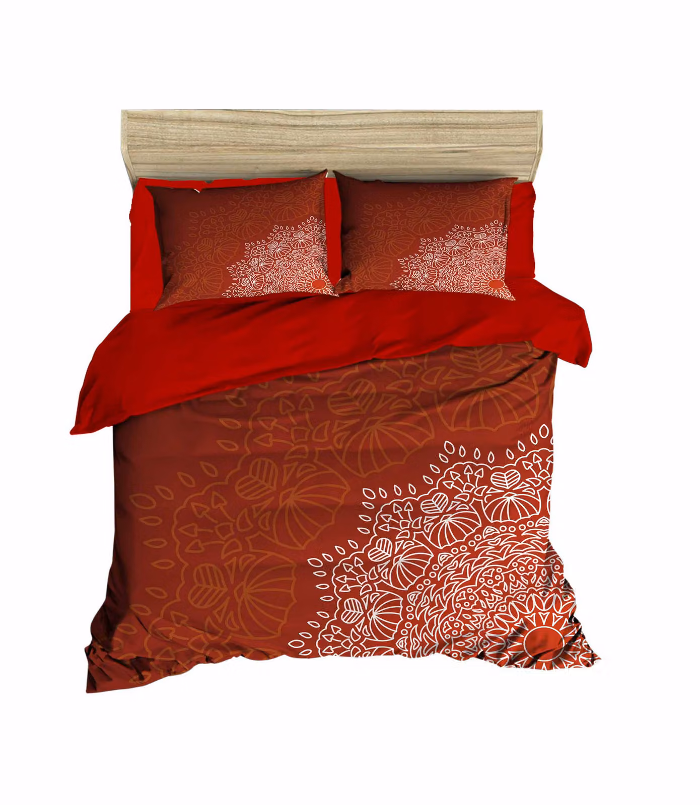 L'Essentiel Linge de Maison, Adal- PRL6129, rosso, bianco, marrone, piumone, parte superiore del piumone e federa: 100% poliestere microsatinato