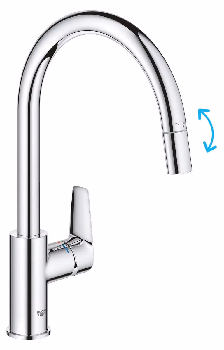 Miscelatore da cucina con doccetta estraibile, 357 mm, cromo, monocomando
