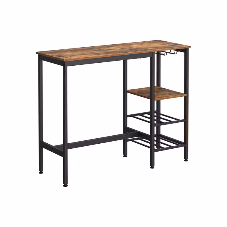 Tavolo Alto Marrone Vintage e Nero