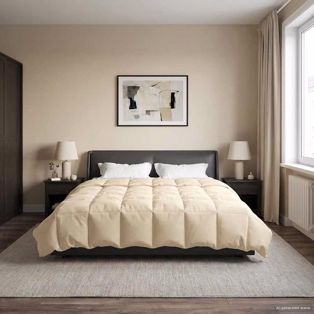 Piumino estivo reversibile vidaXL in microfibra traspirante, beige, L: 220 cm x P: 260 cm