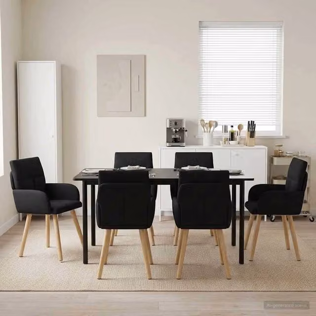 Sedie da pranzo 6 pz Tessuto Nero 60 x 56 x 93 cm 3428367