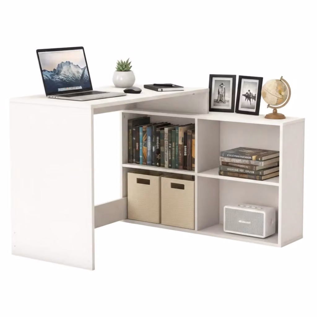 Scrivania Kyarr DMORA per ufficio e computer, Bianco opaco, L: 112 cm, P: 101 cm, H: 77 cm – 2