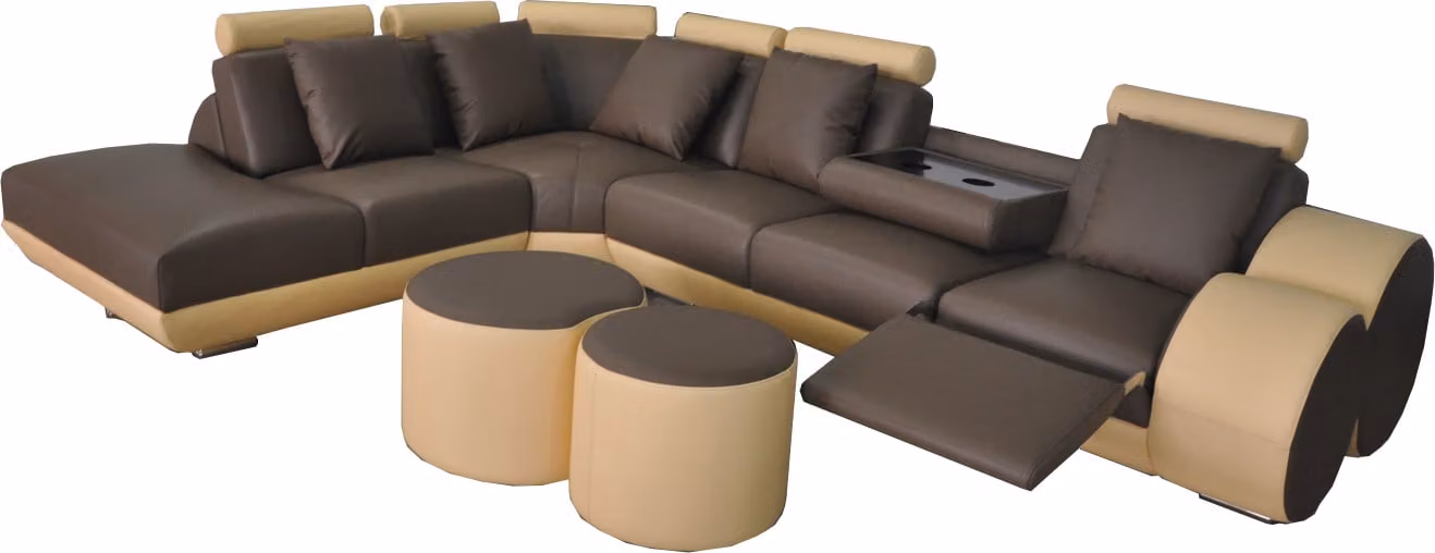 XXL Couch Big Eck Sofa Leder Eck Garnitur Ecke Landschaft Polster L-Form Wohn