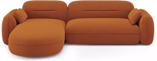 Divano angolare modulare Sydney Cosmopolitan Design a 4 posti in velluto arancione con orientamento sinistro L/P/H: 275 x 140 x 70 cm – 1