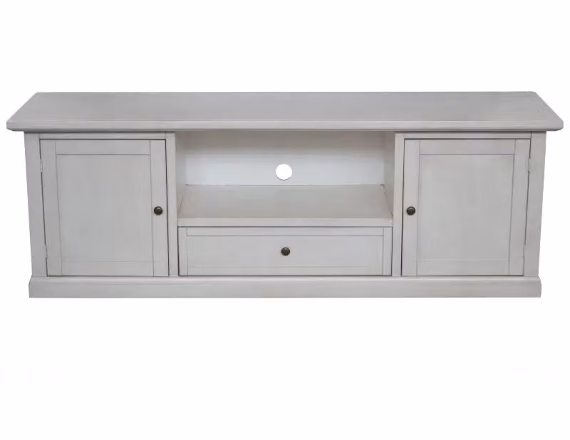 Porta TV Mobili 2G in legno stile shabby chic bianco anticato con 2 ante L: 160 cm, P: 46 cm, H: 56 cm