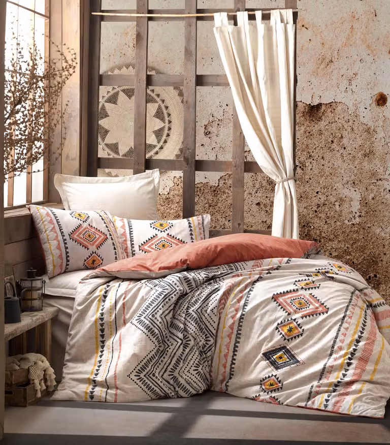 L'Essentiel Linge de Maison, Felix- CTN3802, piastrelle rosse, piumini, 100% cotone ranforce