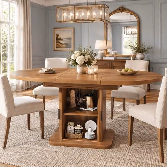 Tavolo da pranzo allungabile 110-149,8 cm effetto legno MDF con vano portaoggetti