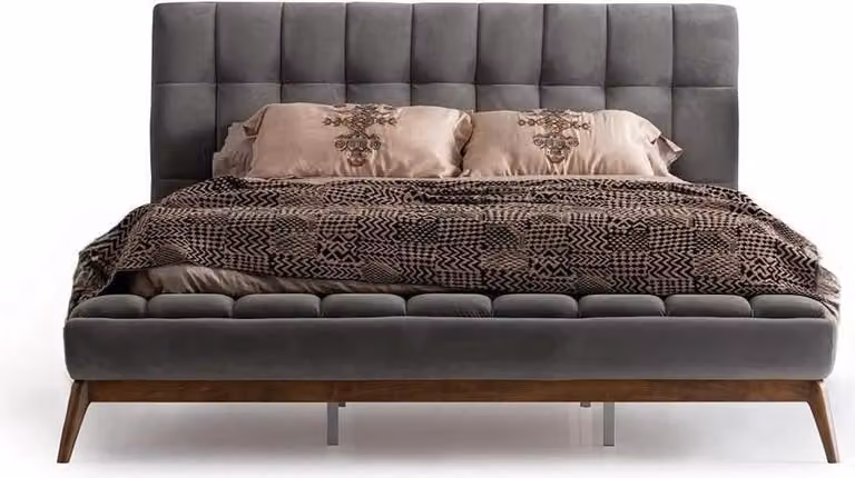 Polsterbett Bett Doppelbett Kopfteil Bettrahmen Schlafzimmerbett Grau