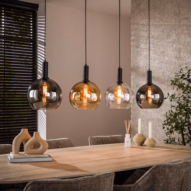 ZIJLSTRA Lampada a sospensione in vetro Sfera Tricolore, dimmerabile, Multicolore, Soggiorno / Sala da pranzo, Vetro, Scandinavo, Lampada a sospensione