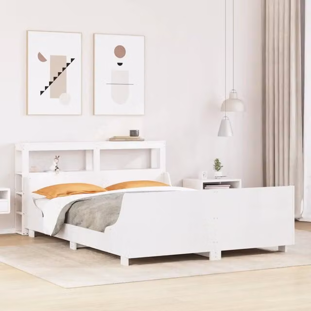 Letto senza Materasso Bianco 120x200 cm Legno Massello di Pino 3306463