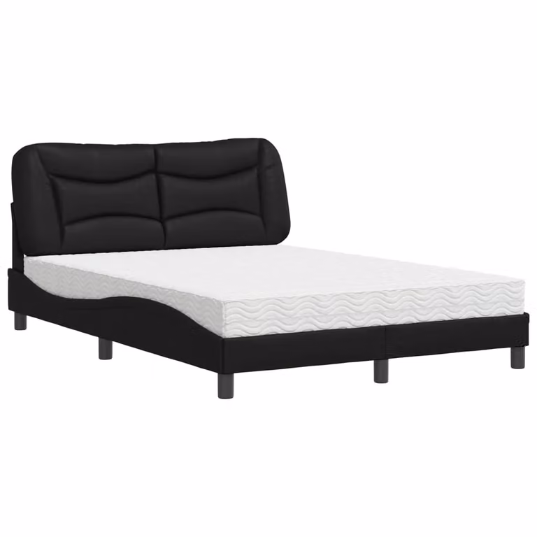 Letto con Materasso Hvar Nero 120x200 cm in Pelle finta