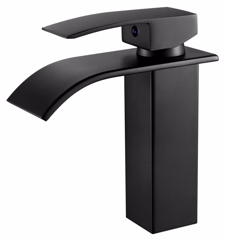 Miscelatore per lavabo monocomando a cascata, nero opaco, 105 mm